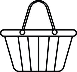 shopping basket icon line art vector illustration on transparent background