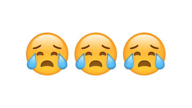 Three Sad Emojis Crying Expressing Sorrow and Emotional Distress