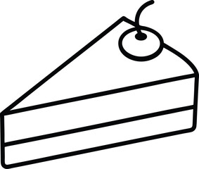 slice of birthday cake  icon line art vector illustration on transparent background
