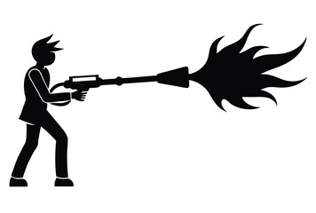 Flamethrower Silhouette Vector Illustration Icon Flat Design Isolated Military Weapon Symbol