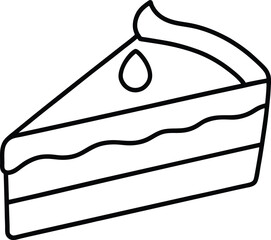 slice of birthday cake icon line art vector illustration on transparent background
