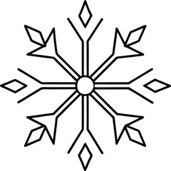 snowflake icon line art vector illustration on transparent background
