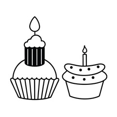 birthday cake cupcake celebration party vector art