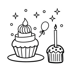 birthday cake cupcake celebration party vector art