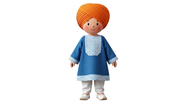 Isolated Cartoon Boy with Turban