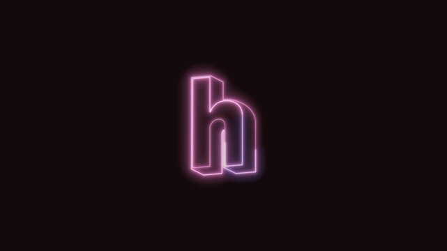 Alphabet h Neon Text Seamless Loop 4K with Black Background Animated Promotional Typography for Video Editing