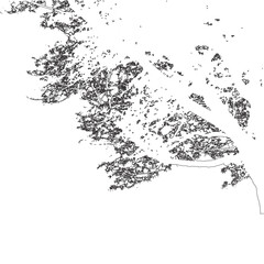 Silhouette of Dense Tree Branches with Detailed Leaves Illustration