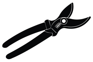 Obraz premium Hand pruner silhouette vector illustration simple gardening tool icon flat design
