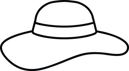 sun hat icon line art vector illustration on transparent background
