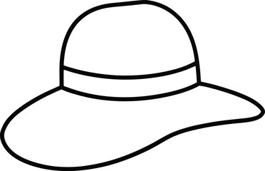 sun hat icon line art vector illustration on transparent background
