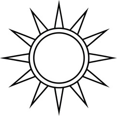 sun icon line art vector illustration on transparent background
