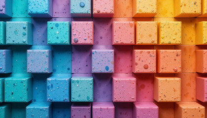 Vibrant Rainbow Cube Texture: Abstract 3D Pattern Background .