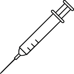 syringe icon line art vector illustration on transparent background
