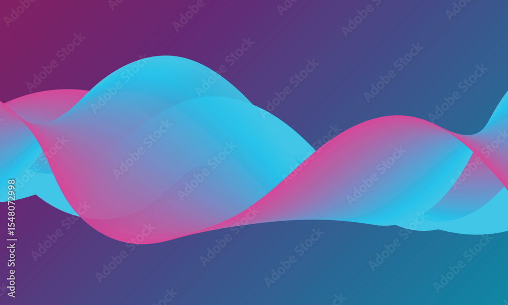 Fototapete abstract background with glowing and shiny wave line design element with modern purple and blue grad