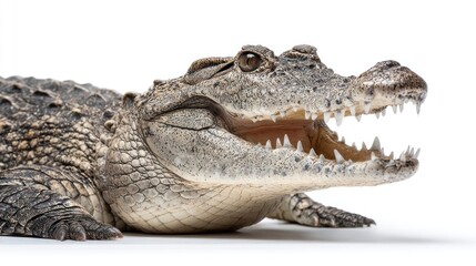 Fototapeta premium Crocodilian, open mouth, profile view