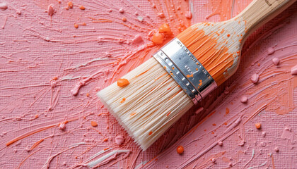 Pink & Orange Paintbrush Texture: Artistic Background .