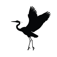 silhouette of a heron bird with wings outstretched