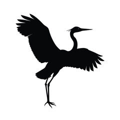 silhouette of a heron bird with wings outstretched