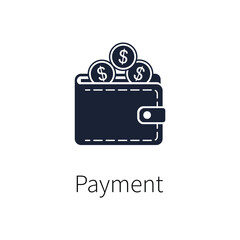 Wallet with Dollar Coins Icon - Digital Payment and Finance Symbol