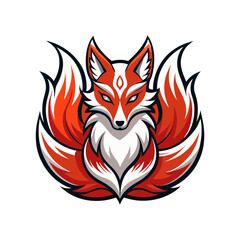 logo kitsune mythical creature from japanese vector illustration
