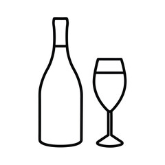 wine bottle and glass silhouette vector illustration 