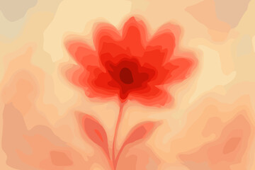 Ethereal red flower in a painterly watercolor style. Abstract, romantic floral illustration with a soft, dreamy blur effect. Gentle and artistic background with warm tones.