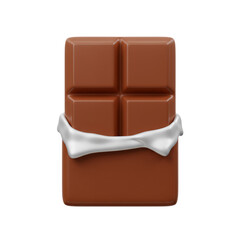 Obraz premium Brown Chocolate Bar Wrapped in White Paper on Transparent Background