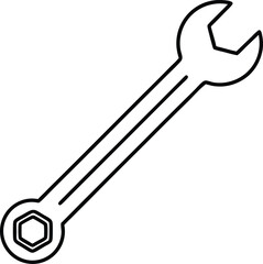 wrench icon line art vector illustration on transparent background
