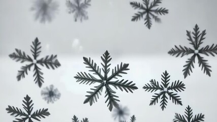 Falling Snowflakes on White Background - Winter landscape, snowy, season, snowfall, Christmas, cold weather, nature scene. - Powered by Adobe