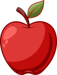 Flat red apple silhouette design, bold and stylish vector graphic, perfect for UI elements, organic food ads, packaging, and educational visuals.