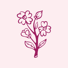 Beauty Line Art Flower Hand Drawn