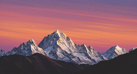 Fototapeta premium Majestic Alpine Mountain Peaks at Sunset with a Vibrant Sky