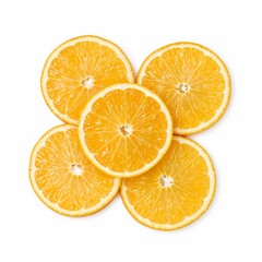 Fototapeta premium Five slices of fresh orange arranged on a white background