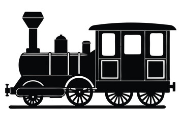 old train silhouette vector simple flat design icon vintage locomotive illustration