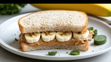 Delicious Sandwich Loaded with Peanut Butter and Fresh Banana Slices