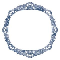 正方形テンプレート。白背景に紺色レースの角丸四角の枠。アルコールインクアートの質感