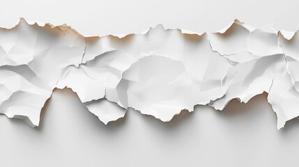 Torn white paper strip, textured background, studio shot, design element