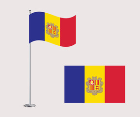 High Quality Vector Illustration of the Andorra National Flag in Flat Style