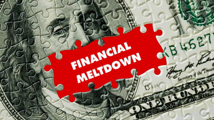 Financial meltdown puzzle concept with missing piece