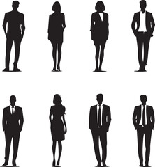 Big Person Man and Women standing silhouette Vector 