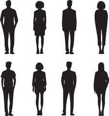 Big Person Man and Women standing silhouette Vector 