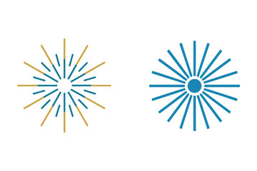 Obraz premium Abstract sunburst designs gold blue radiating lines