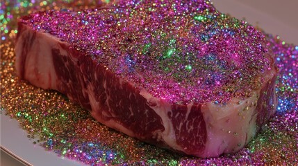 man stylishly sprinkling salt on steak with dramatic gesture and flair
