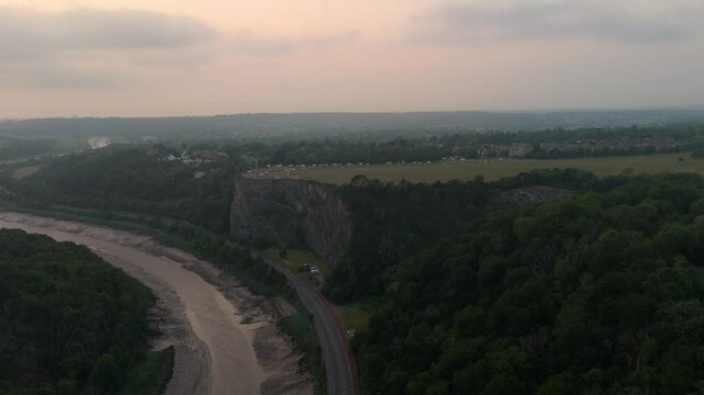 Clifton Down and Avon Gorge Bristol at Summer Solstice sunset with Bishops Knoll and Leigh Woods