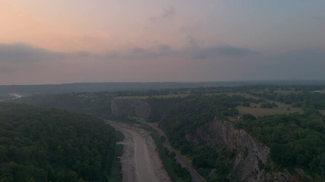 Clifton Down and Avon Gorge Bristol at Summer Solstice sunset with Bishops Knoll and Leigh Woods