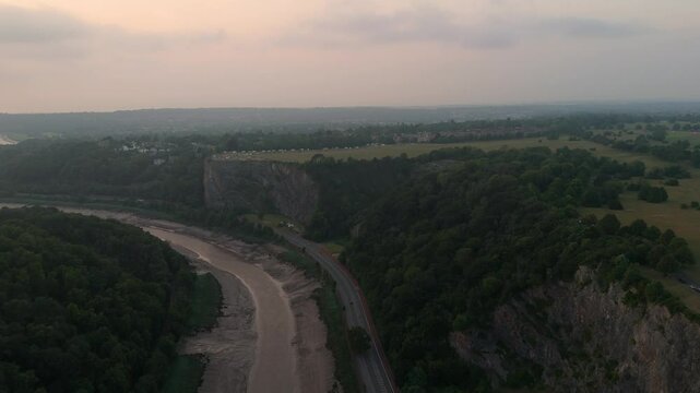 Clifton Down and Avon Gorge Bristol at Summer Solstice sunset with Bishops Knoll and Leigh Woods