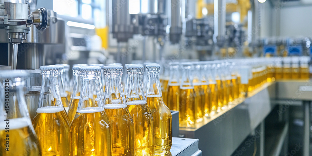 Poster bottling process in a beverage production facility generative ai