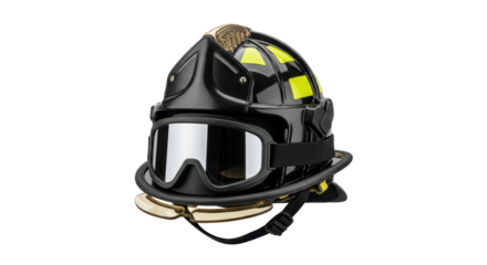 Isolated Firefighter Helmet with Visor on White Background