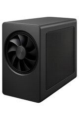 Obraz premium Powerful small form factor computer cooling down with fan on transparent background