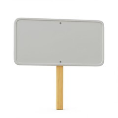 3d blank signpost on wooden stick isolated on white background